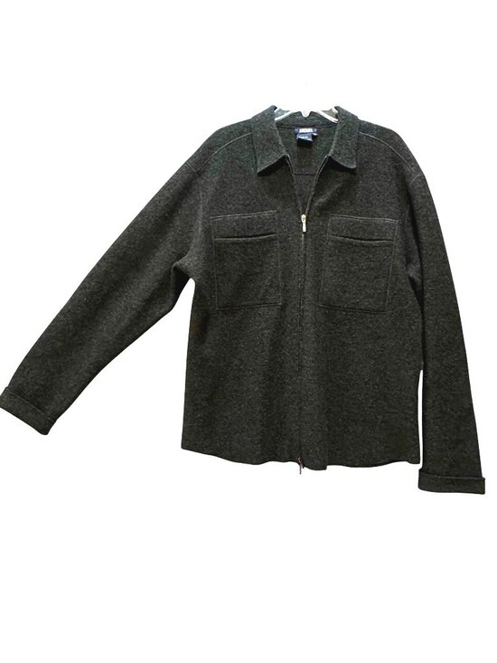 America Other - Vintage 1980s Boiled Wool Men's M Cardigan Sweater Charcoal Gray Double Zipper